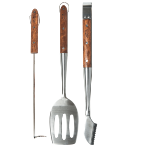 ערכת כלים איכותיים בשילוב עץ לגריל בשר ומעשנת בשר הכולל: מרית