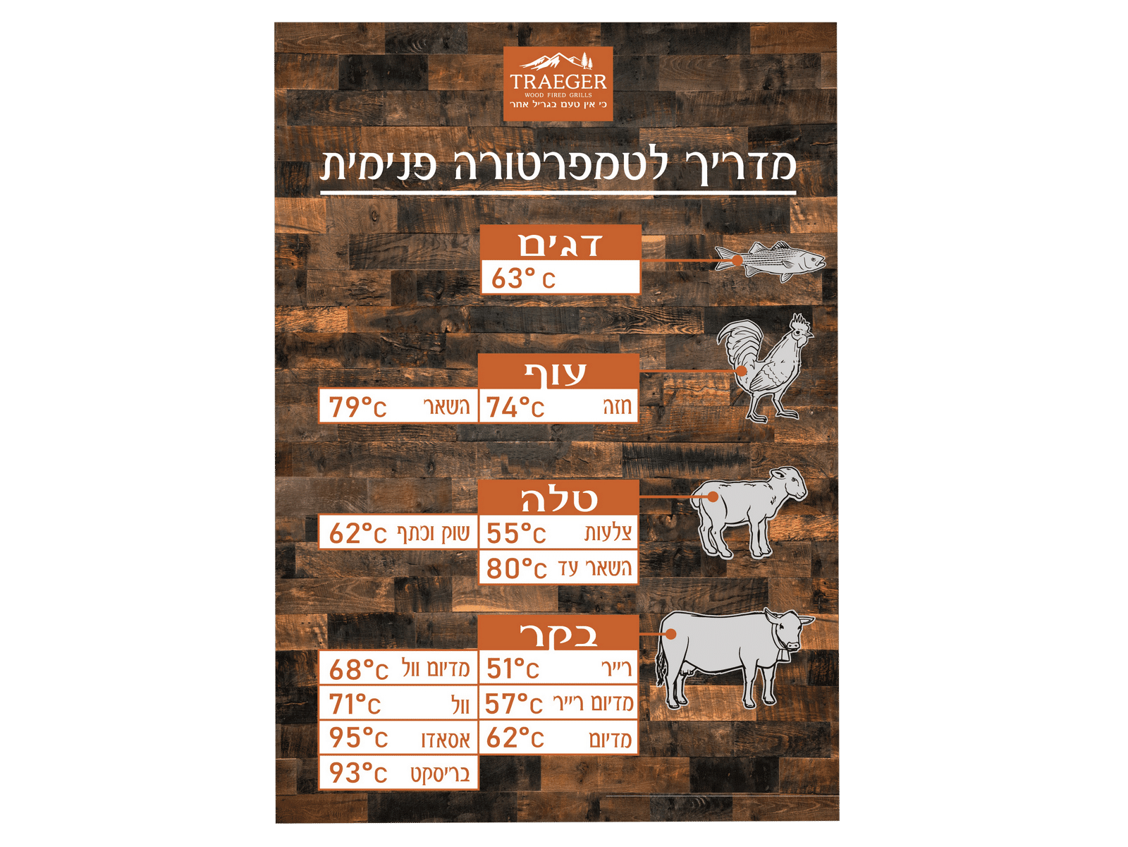 traeger-magnet מדריך טמפרטורה פנימי - traeger