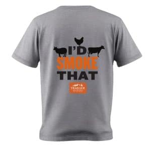 חולצת BBQ עם הדפס אחורי בסגנון מעשנת בשר של טרייגר גרילס